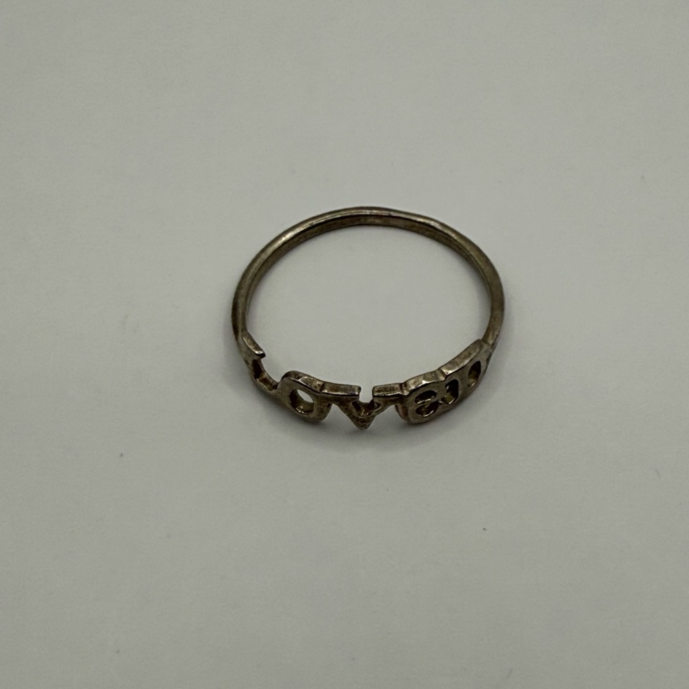 Dogeared Silver Love Script Ring - Picture 3 of 5